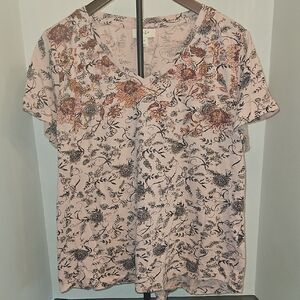 Style & Co. Pink Floral Short Sleeve Top